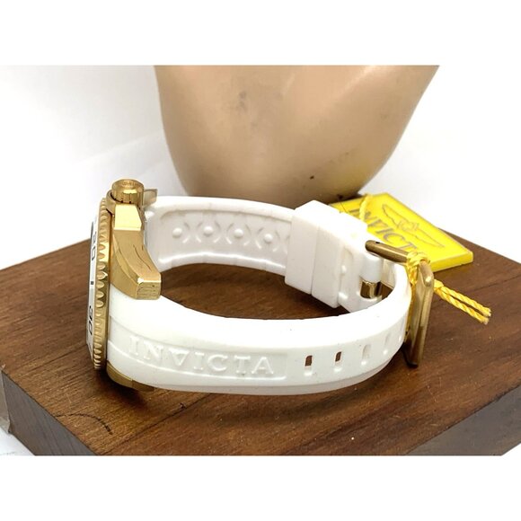 Invicta Women's Watch 0488 Angel Quartz Mother of Pearl Gold White Rubber Strap - Picture 9 of 14